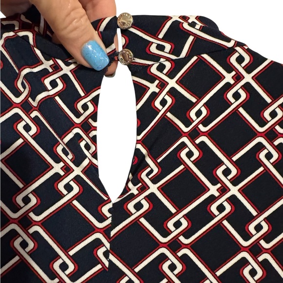Tommy Hilfiger Navy  Geometric Knot Blouse  MEDIUM   #7 - Picture 5 of 8